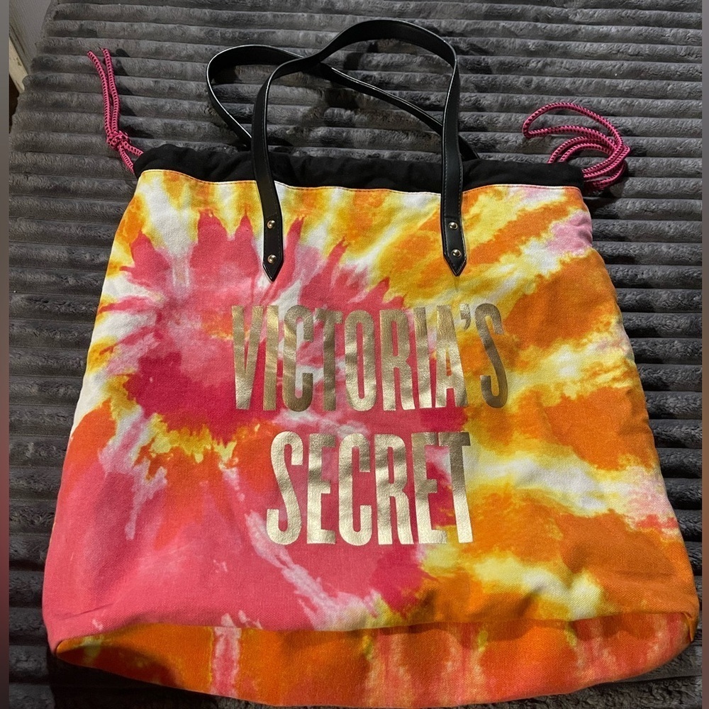 Victoria's Secret Vibrant Tie-Dye Tote - Pink, Orange, Yellow